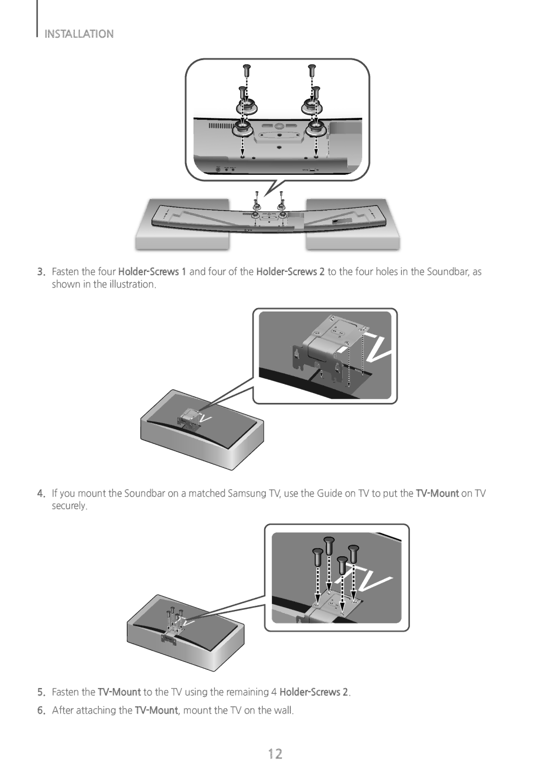 Samsung HW-J8501/EN, HW-J8500/EN, HW-J8501/ZF, HW-J8500/XN, HW-J8511/XE, HW-J8510/XE manual Installation 