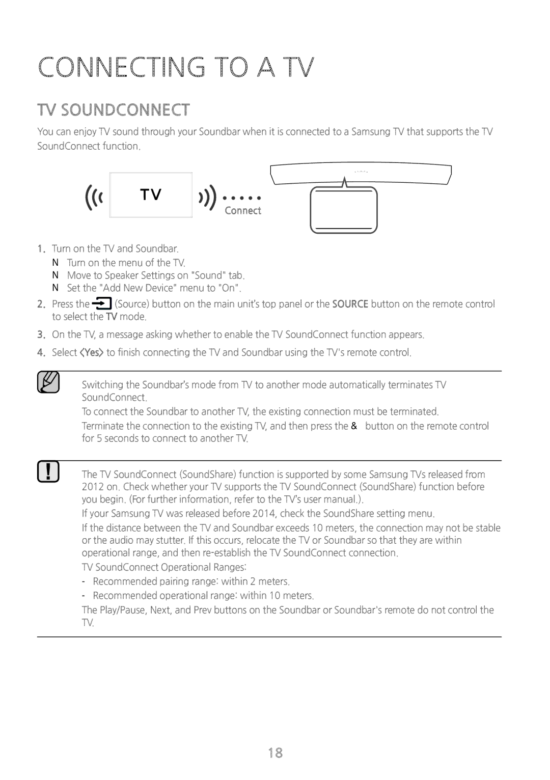 Samsung HW-J8501/EN, HW-J8500/EN, HW-J8501/ZF, HW-J8500/XN, HW-J8511/XE, HW-J8510/XE manual Connecting to a TV, TV Soundconnect 