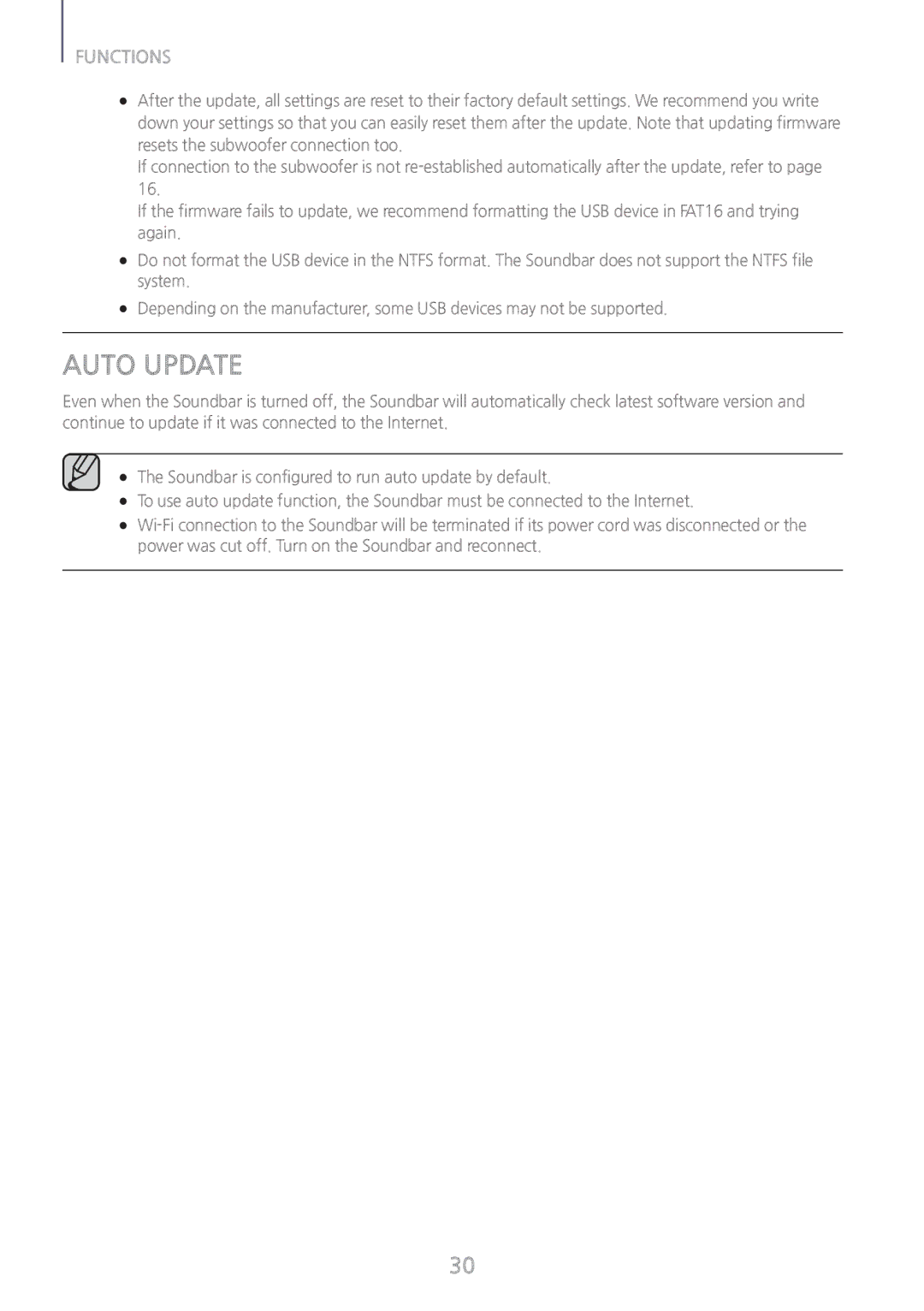 Samsung HW-J8501/EN, HW-J8500/EN, HW-J8501/ZF, HW-J8500/XN, HW-J8511/XE, HW-J8510/XE manual Auto Update 