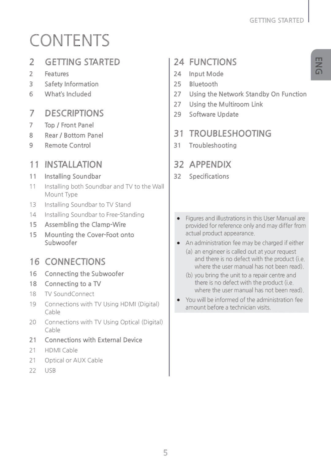 Samsung HW-J8510/XE, HW-J8501/EN, HW-J8500/EN, HW-J8501/ZF, HW-J8500/XN, HW-J8511/XE manual Contents 