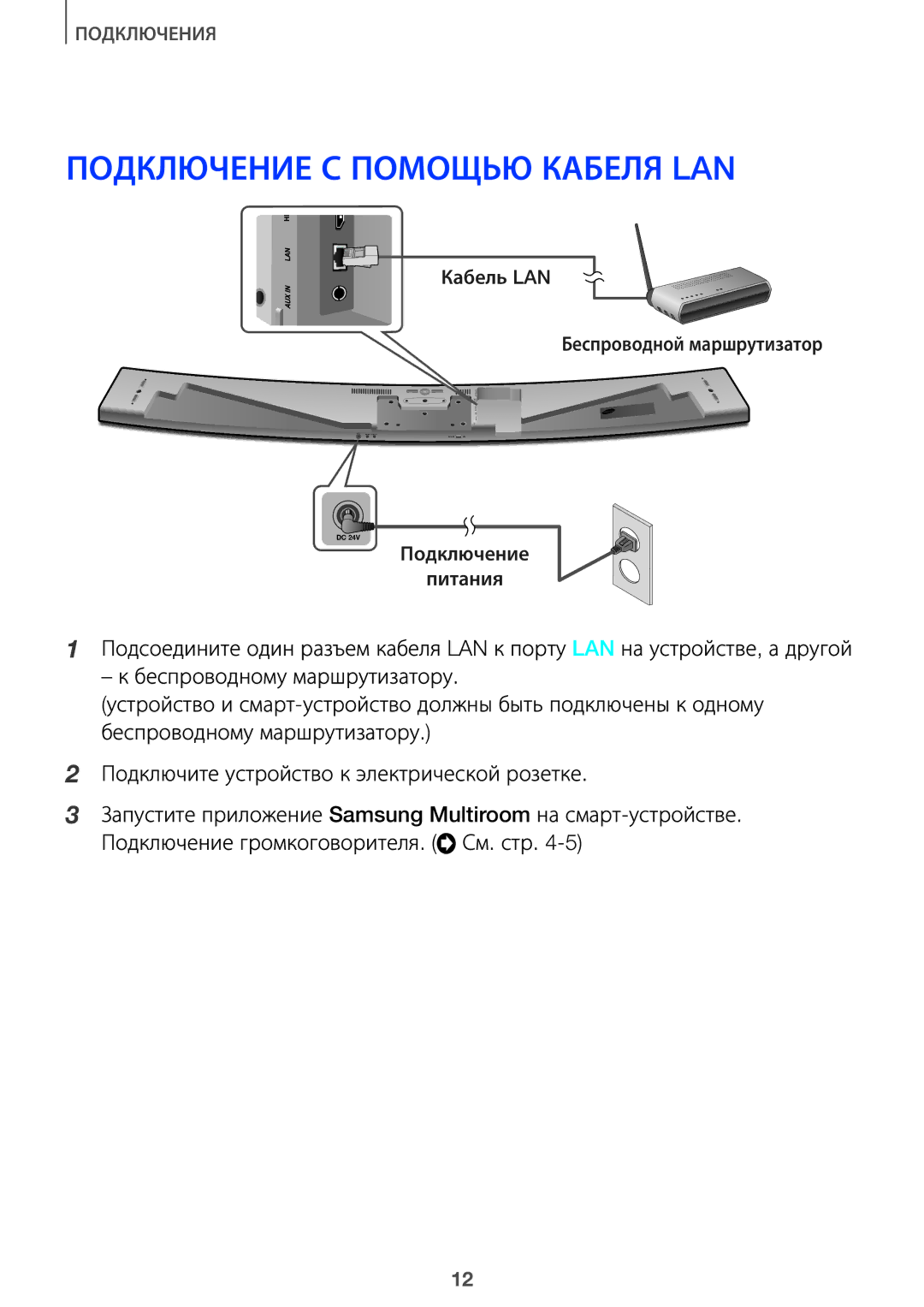 Samsung HW-J8501/RU, HW-J7500/RU manual Подключение С Помощью Кабеля LAN 