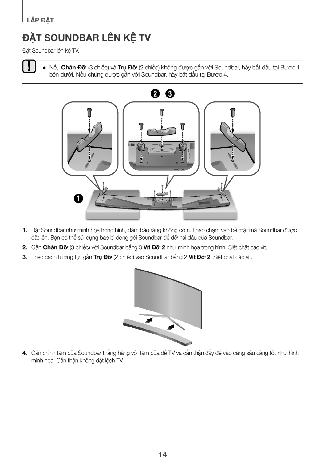 Samsung HW-J8501R/XV manual ĐẶ̣T Soundbar LÊN KỆ TV 