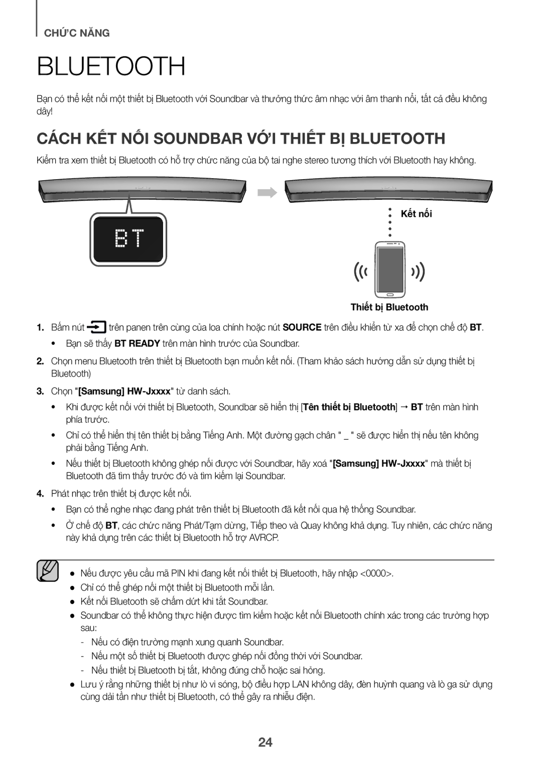 Samsung HW-J8501R/XV manual CÁCH KÊT NÔI Soundbar VỚI Thiêt BI Bluetooth, Kết nối Thiết bi Bluetooth 