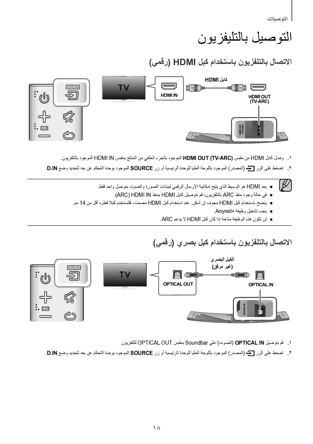 Samsung HW-J8501/UM manual نويزفيلتلاب ليصوتلا, يمقر Hdmi لبك مادختساب نويزفلتلاب لاصتلاا, يرصبلا لبكلا قفرم ريغ 