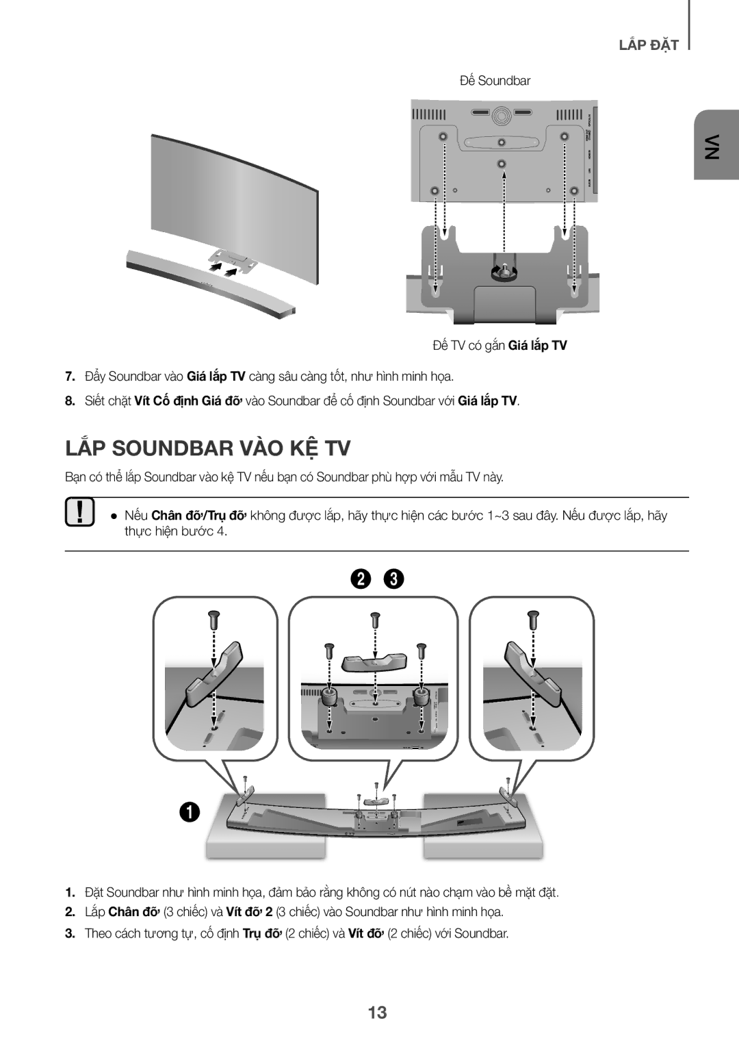 Samsung HW-J8501/XV manual LẮP Soundbar VÀO KỆ TV 