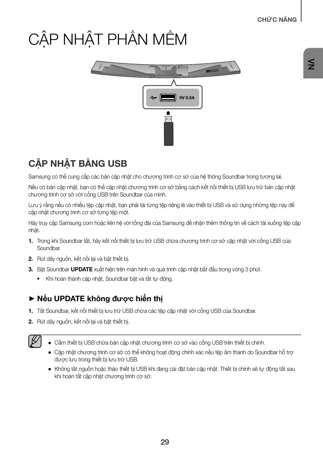 Samsung HW-J8501/XV manual Cập Nhật Phần Mềm, Cập Nhật Bằng Usb, ++Nêu Update không được hiển thi 