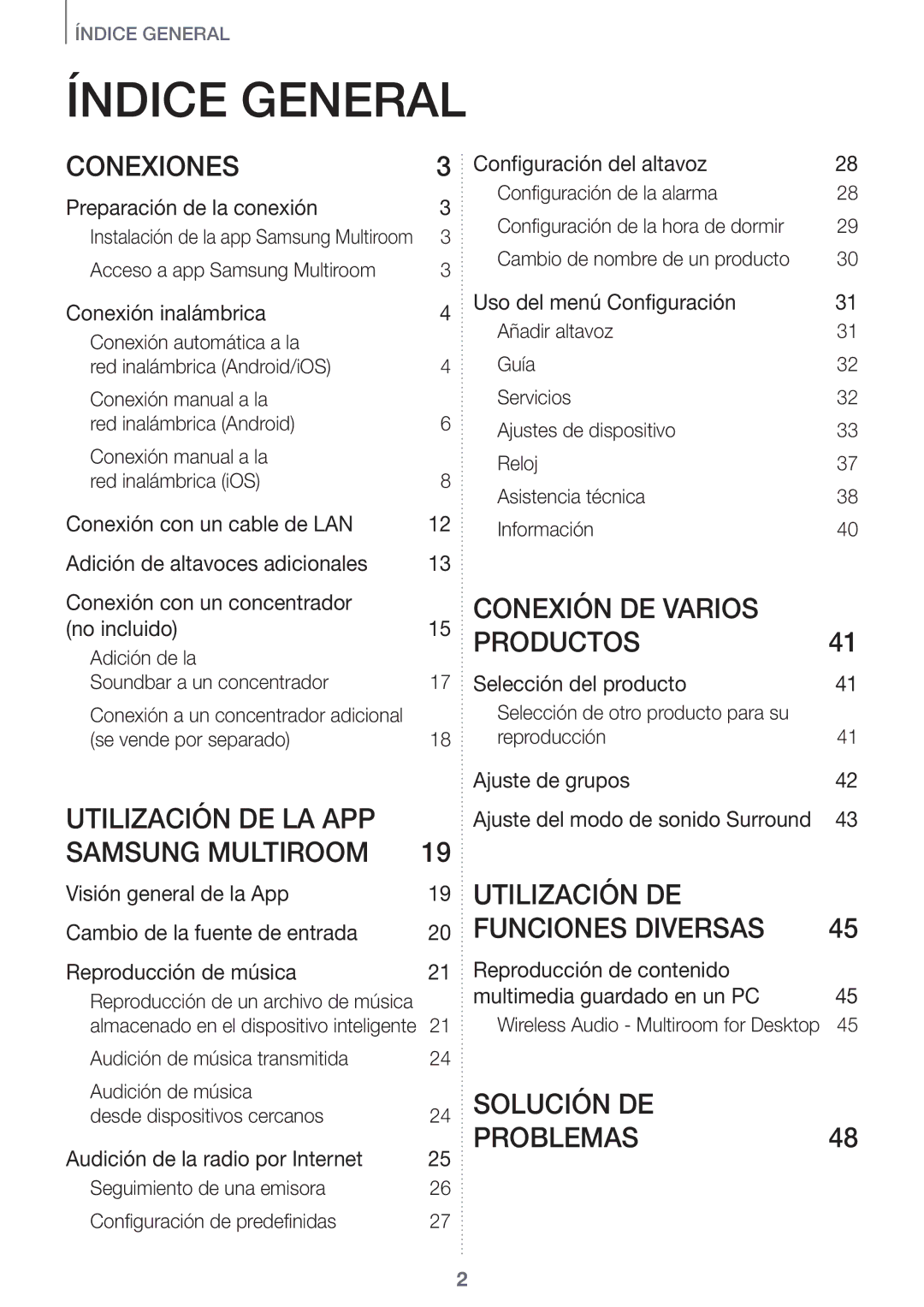 Samsung HW-J7500/ZF, HW-J8501/ZF, HW-J7501/ZF manual Índice General 