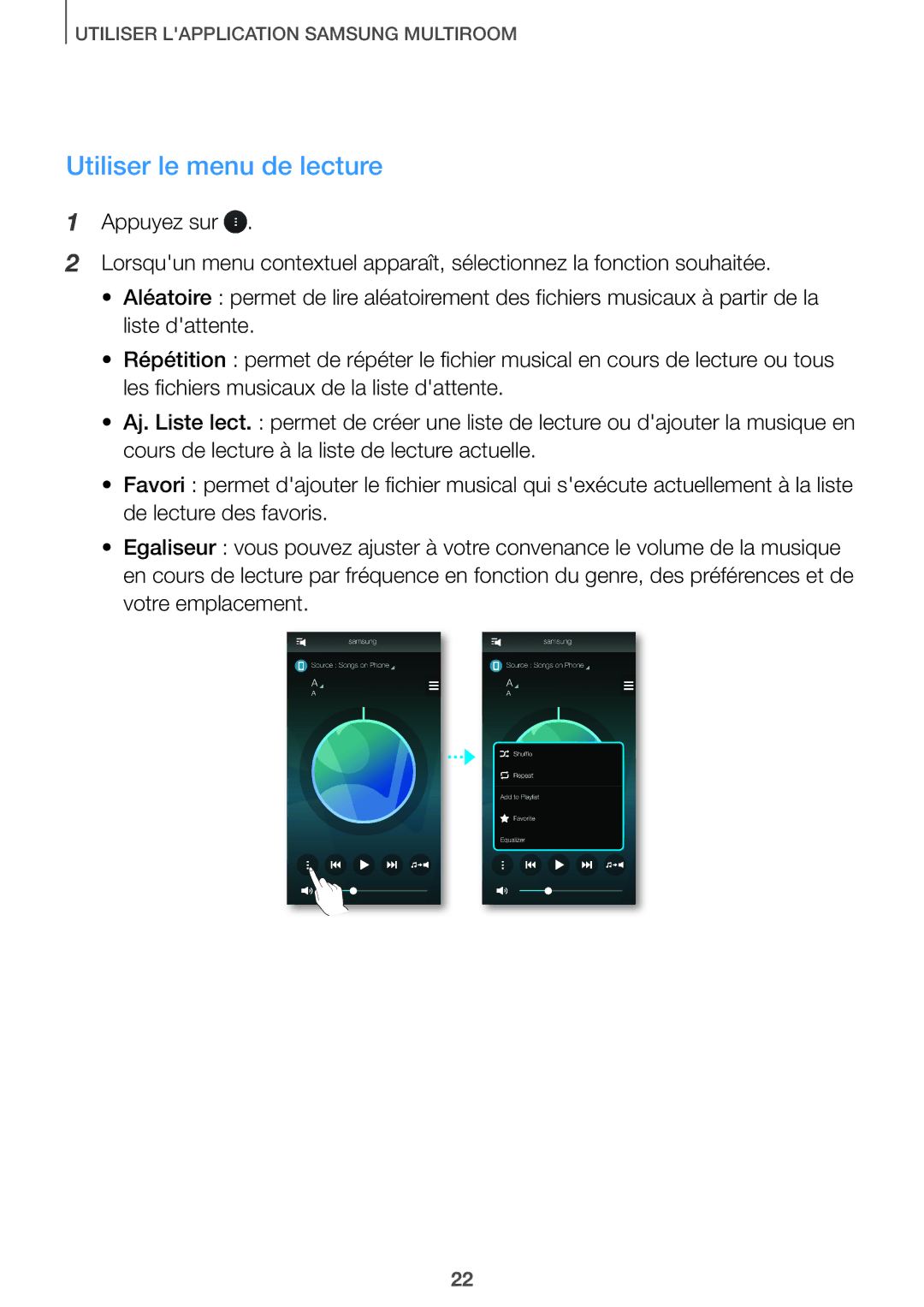 Samsung HW-J8501/ZF, HW-J7501/ZF manual Utiliser le menu de lecture 