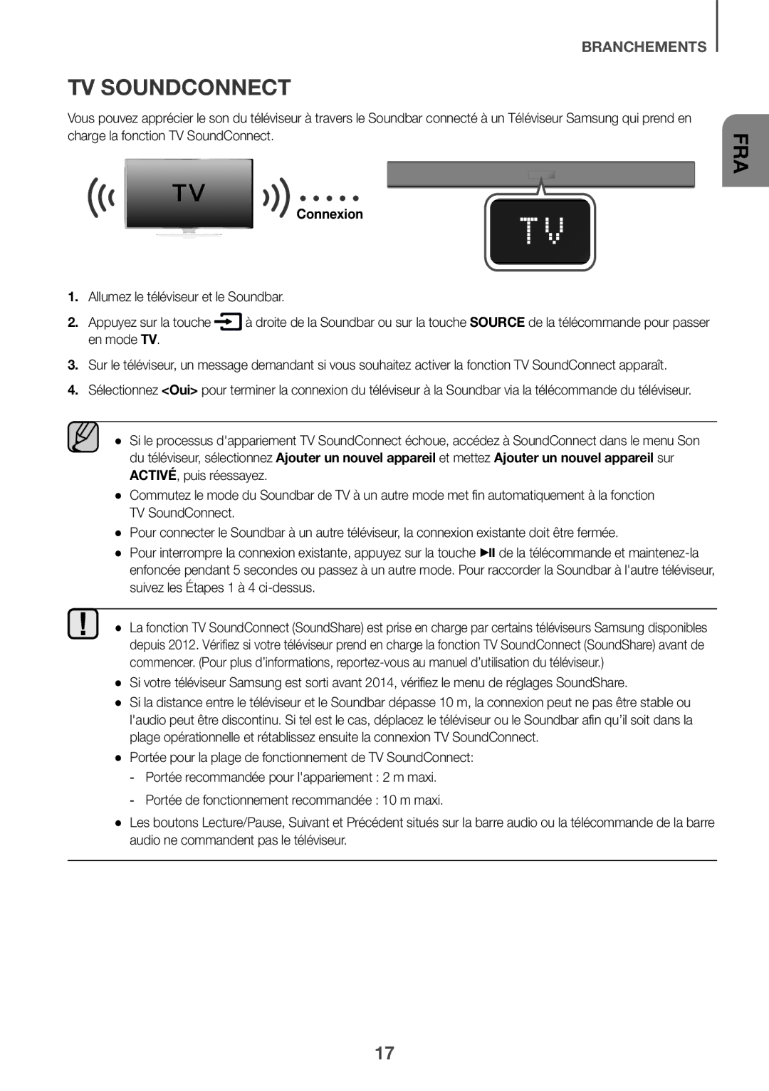 Samsung HW-K335/EN manual Connexion, Allumez le téléviseur et le Soundbar Appuyez sur la touche, En mode TV 