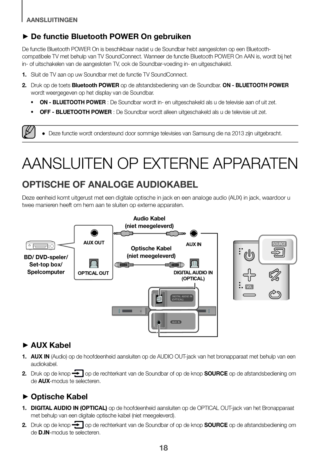 Samsung HW-K335/EN manual Aansluiten OP Externe Apparaten, Optische of Analoge Audiokabel, ++Optische Kabel 