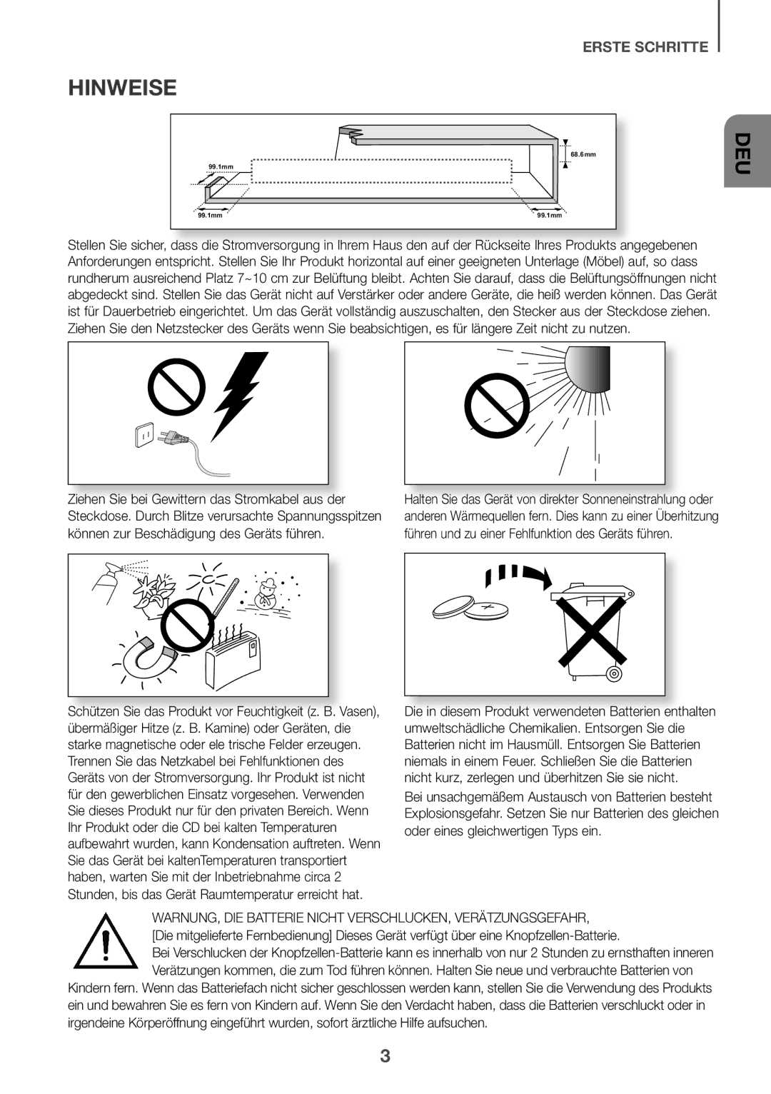 Samsung HW-K335/EN, HW-K335/ZG manual Hinweise, Deu 