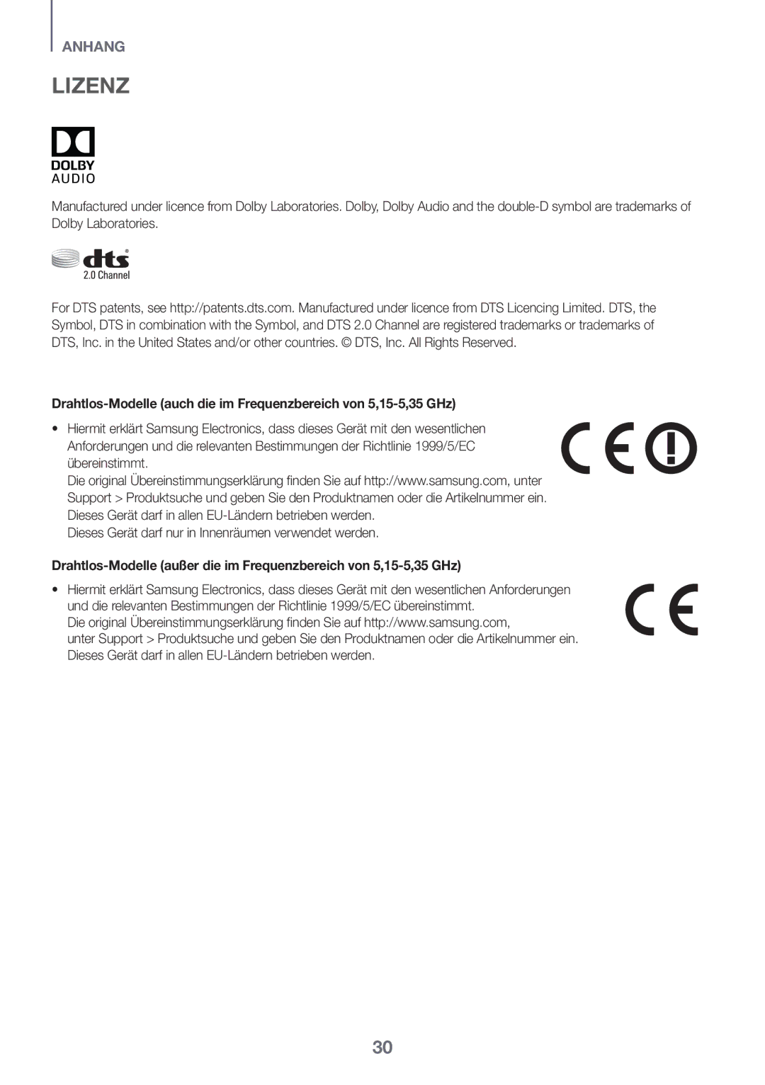 Samsung HW-K335/ZG, HW-K335/EN manual Lizenz 