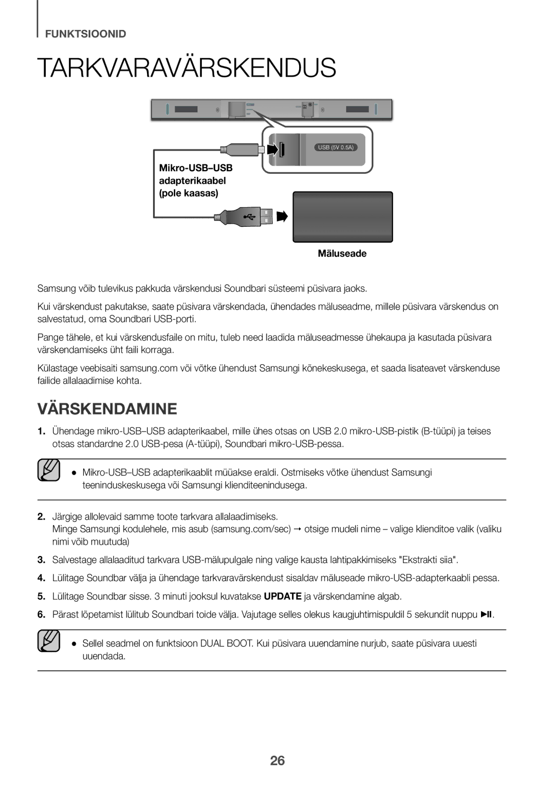 Samsung HW-K335/EN, HW-K335/ZG manual Tarkvaravärskendus, Värskendamine 