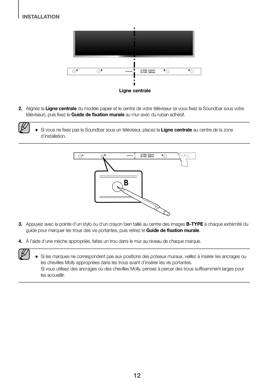 Samsung HW-K335/ZG, HW-K335/EN manual Ligne centrale 