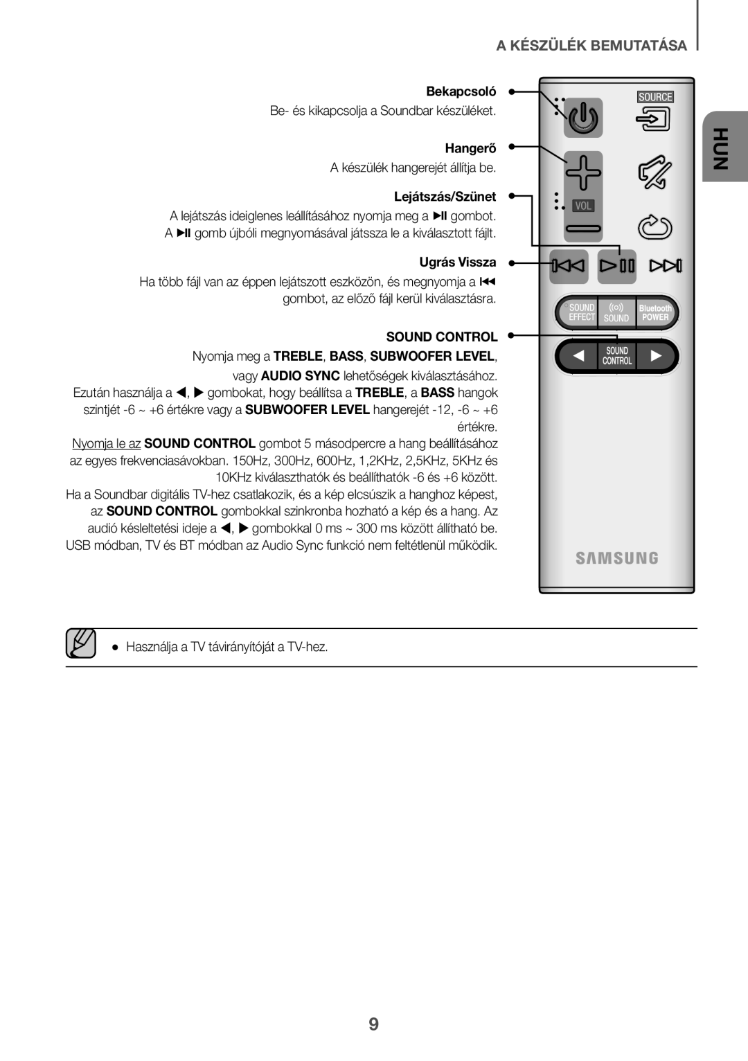 Samsung HW-K335/EN, HW-K335/ZG manual Bekapcsoló, Be- és kikapcsolja a Soundbar készüléket 