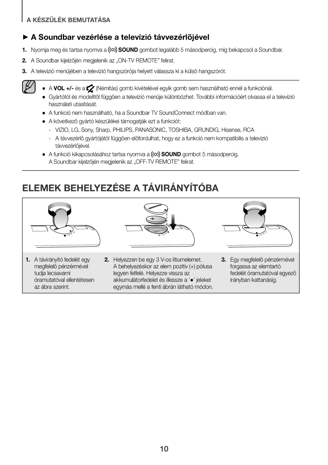 Samsung HW-K335/ZG, HW-K335/EN manual ++A Soundbar vezérlése a televízió távvezérlőjével, VOL +/- és a 