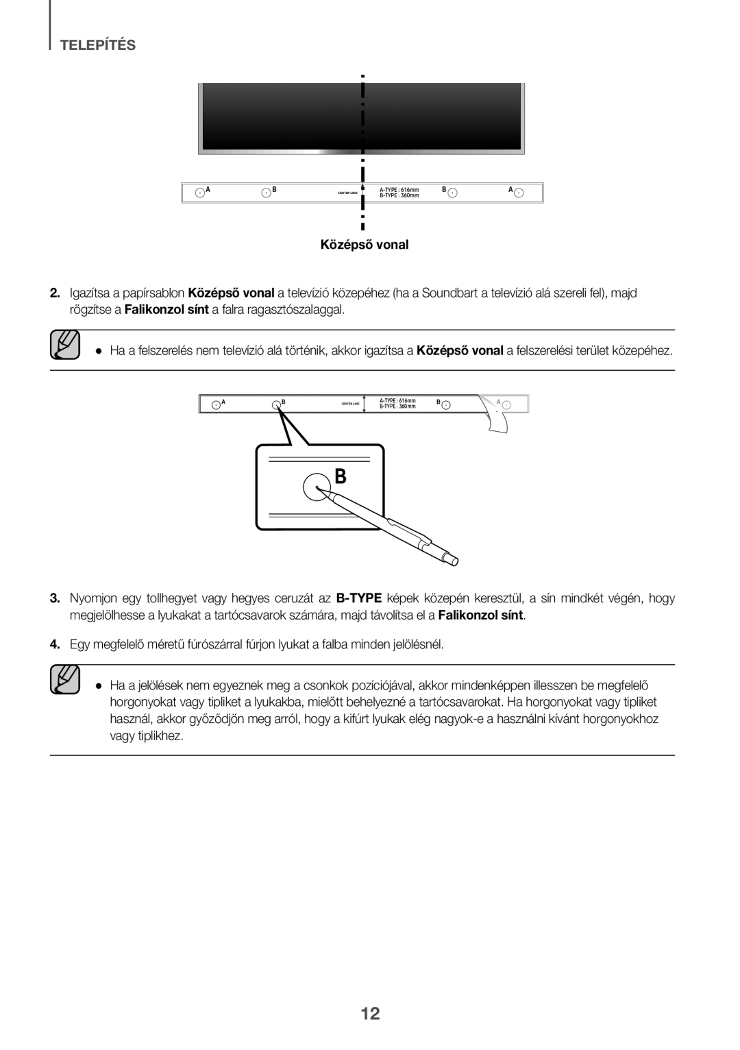 Samsung HW-K335/ZG, HW-K335/EN manual Középső vonal 