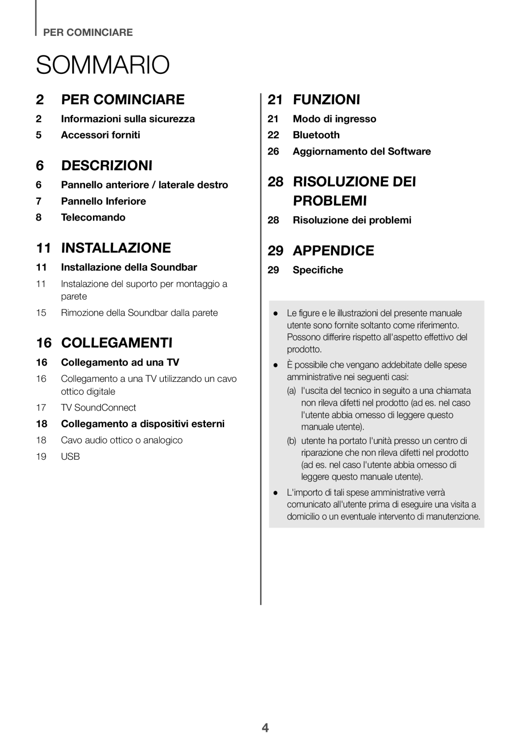 Samsung HW-K335/EN, HW-K335/ZG manual Sommario, Cavo audio ottico o analogico 19 USB 