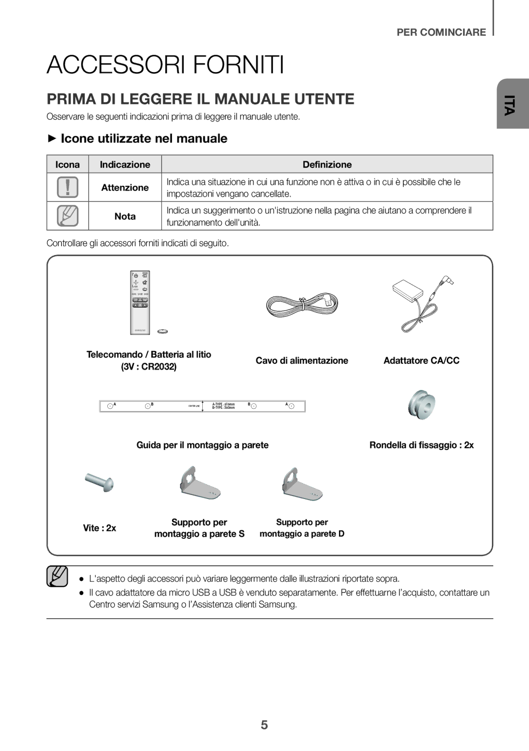 Samsung HW-K335/ZG, HW-K335/EN Accessori Forniti, Prima DI Leggere IL Manuale Utente, ++Icone utilizzate nel manuale 