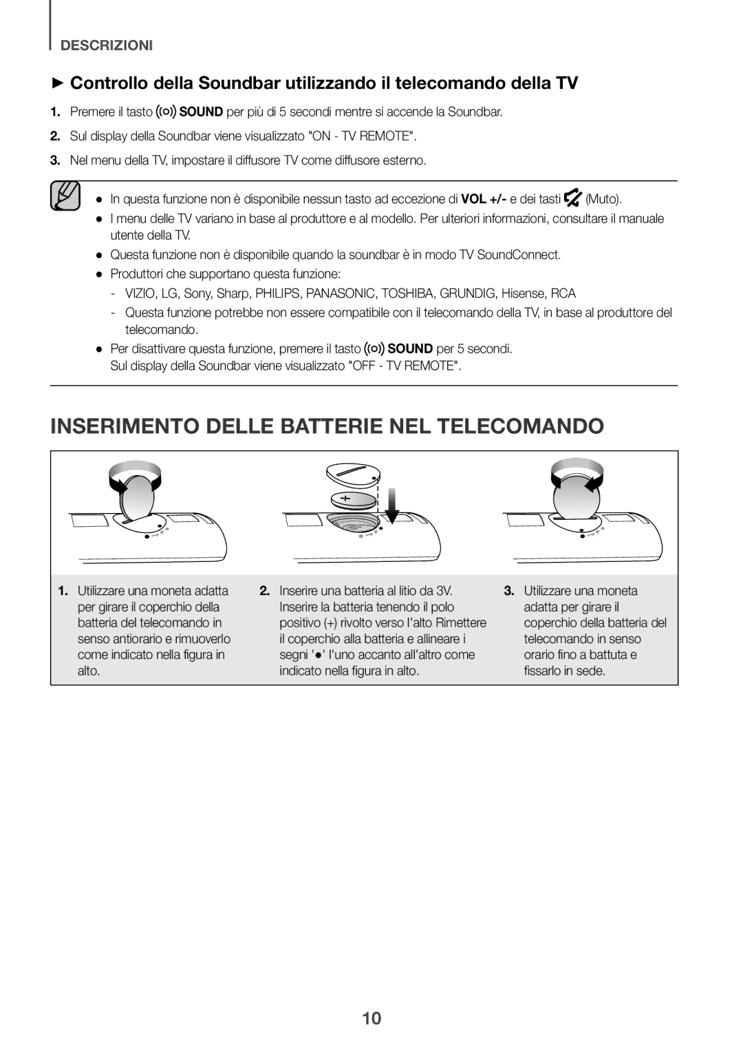 Samsung HW-K335/EN, HW-K335/ZG manual Inserimento Delle Batterie NEL Telecomando 