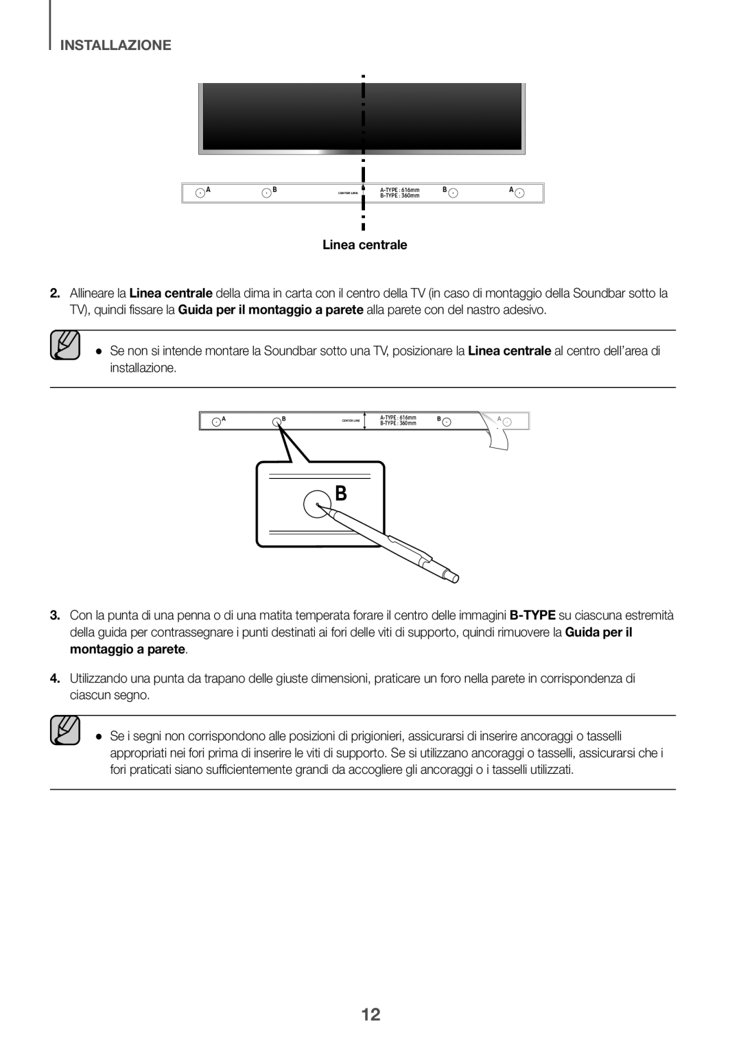 Samsung HW-K335/EN, HW-K335/ZG manual Linea centrale 