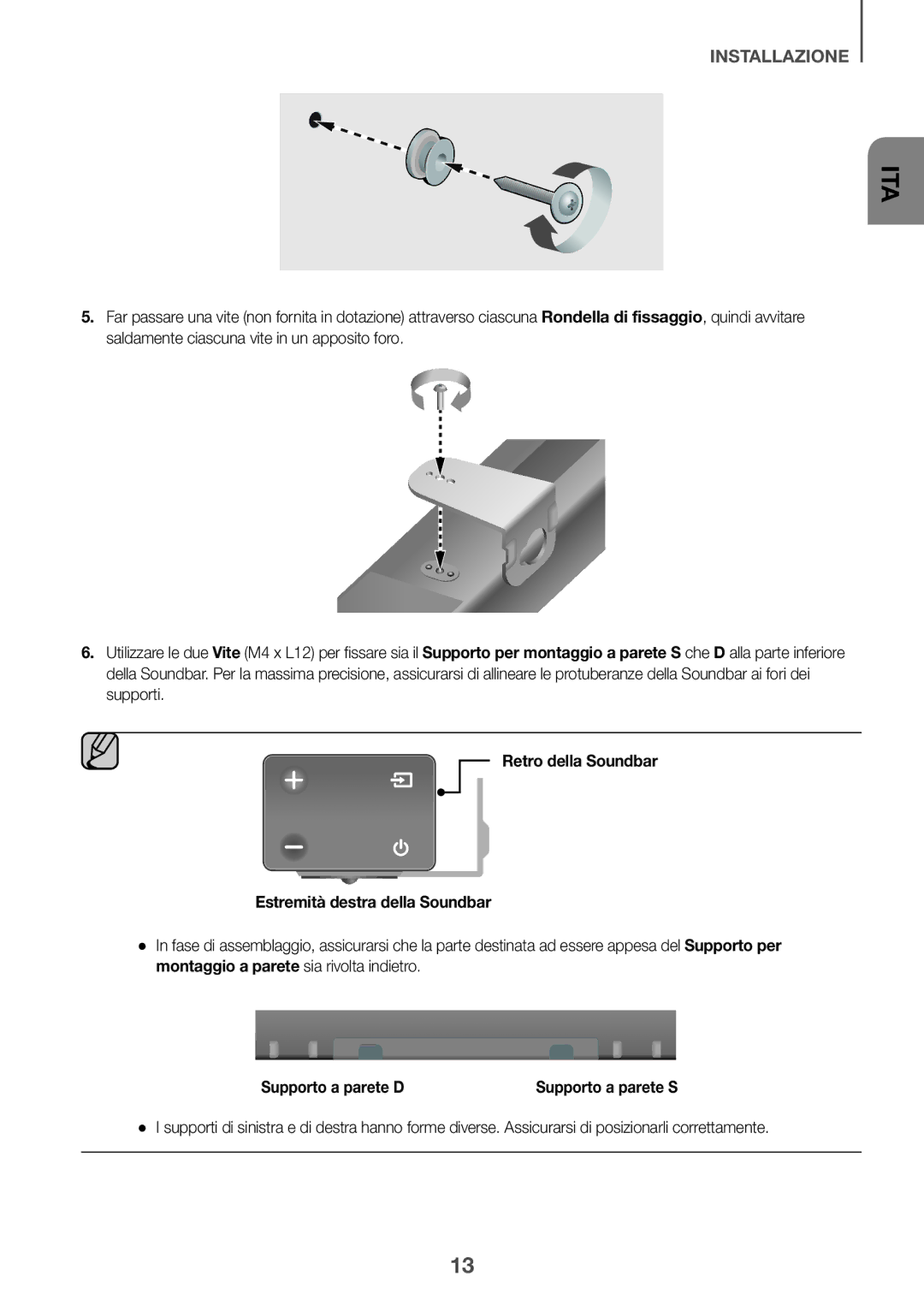 Samsung HW-K335/ZG, HW-K335/EN manual Supporto a parete S 