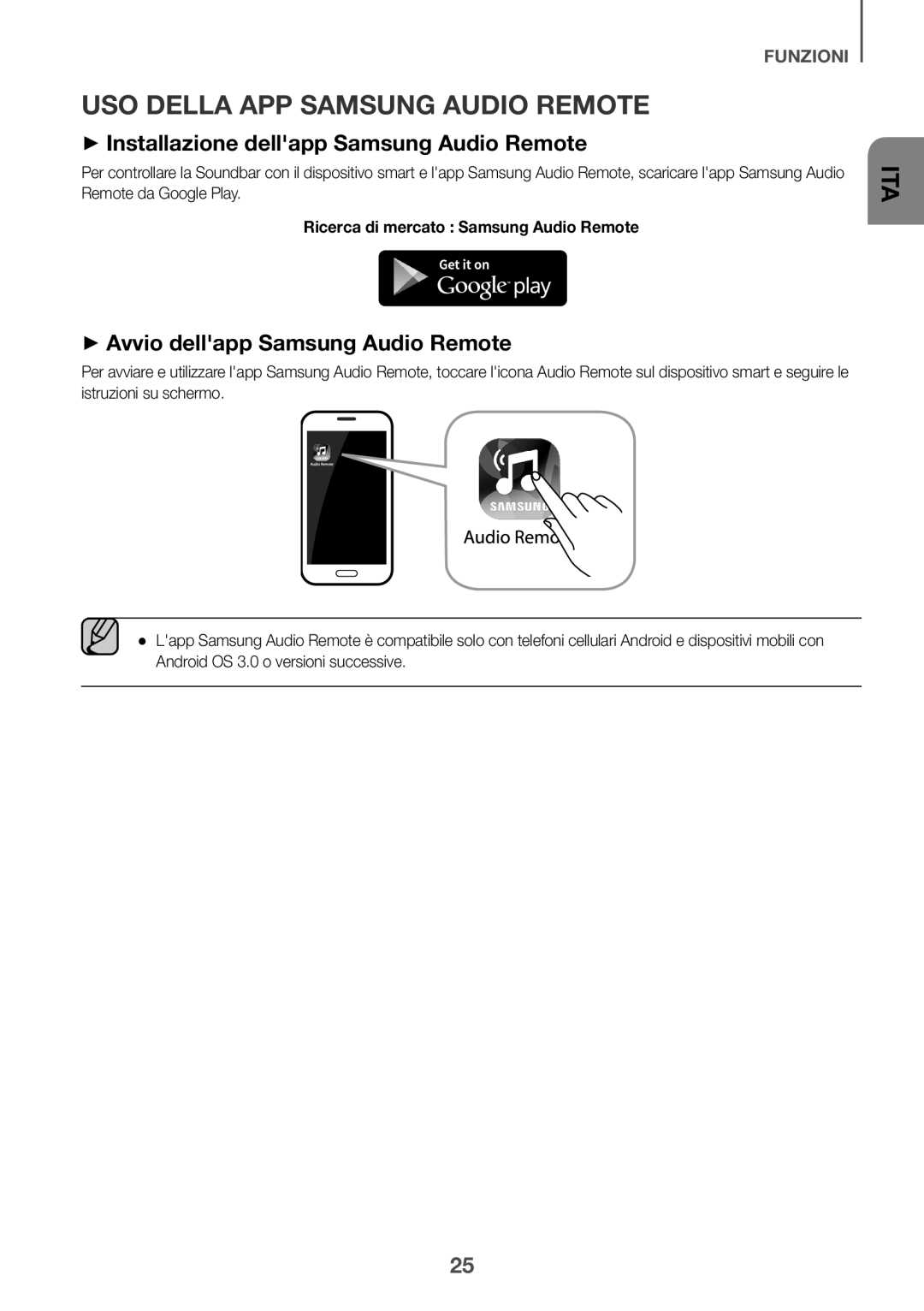 Samsung HW-K335/ZG, HW-K335/EN manual USO Della APP Samsung Audio Remote, ++Installazione dellapp Samsung Audio Remote 