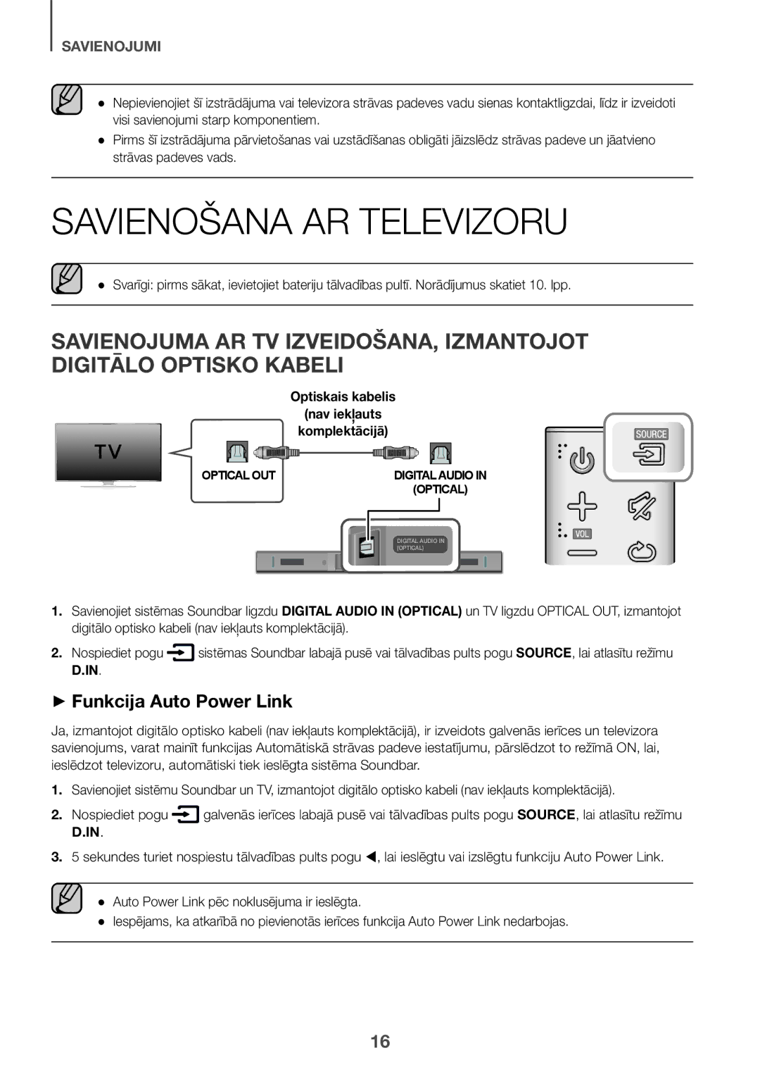 Samsung HW-K335/ZG, HW-K335/EN manual Savienošana AR Televizoru, ++Funkcija Auto Power Link, Nospiediet pogu 