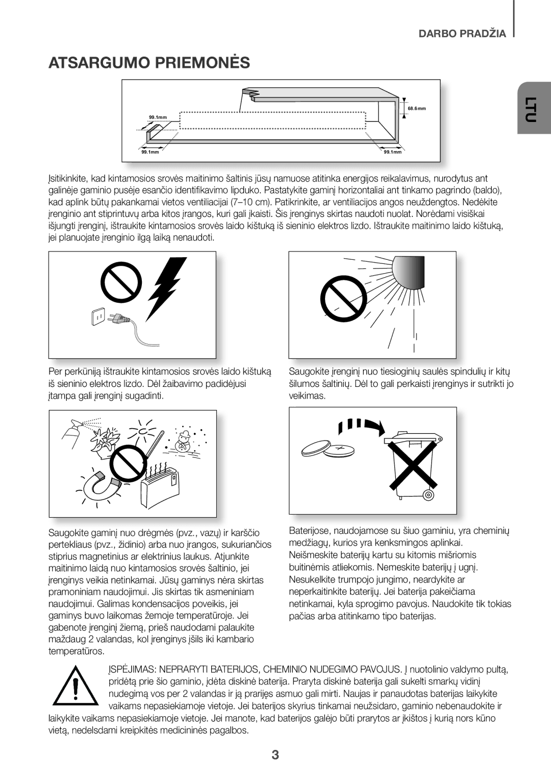 Samsung HW-K335/ZG, HW-K335/EN manual Atsargumo Priemonės, Ltu 