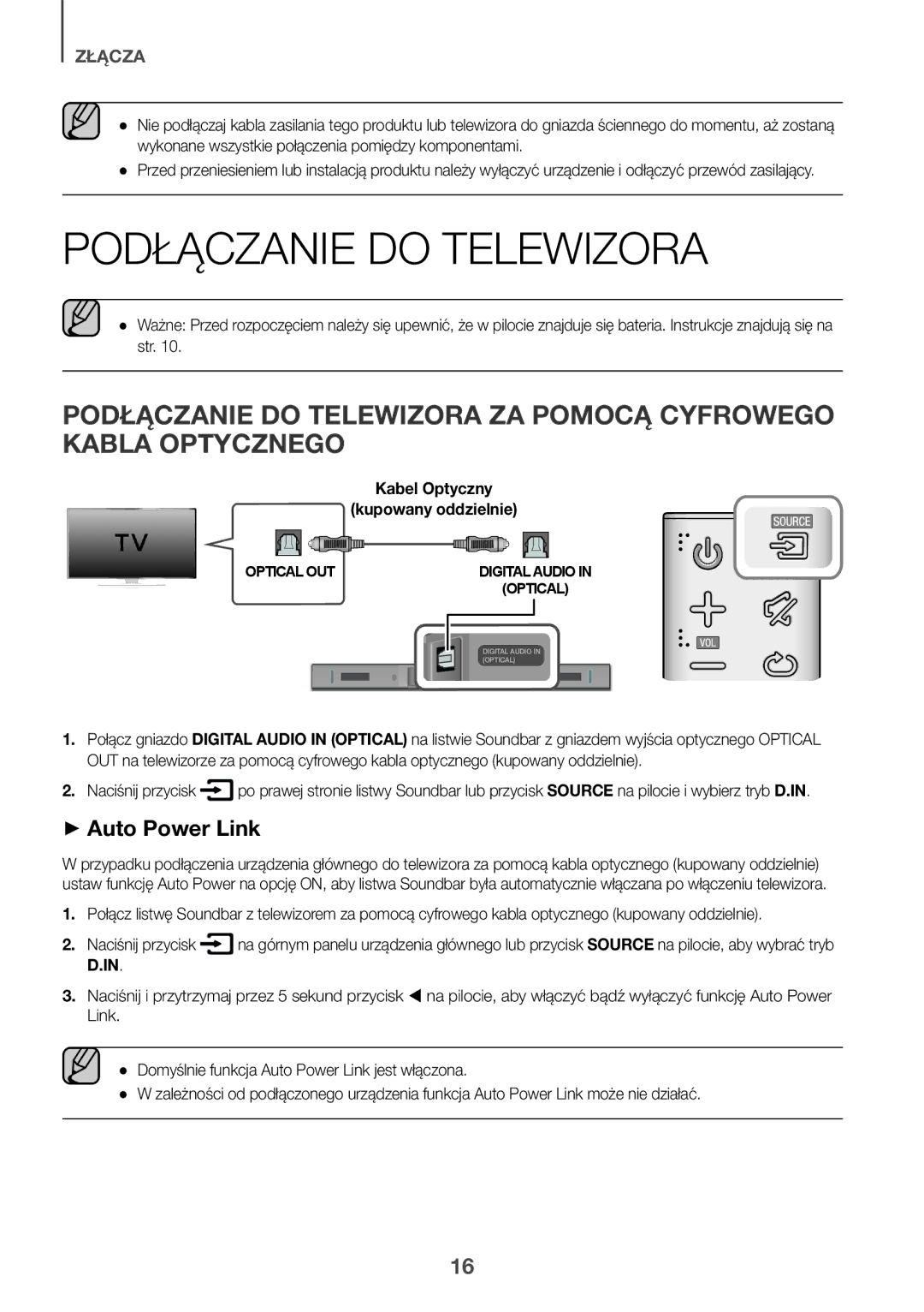 Samsung HW-K335/ZG, HW-K335/EN manual Podłączanie do Telewizora, Złącza 