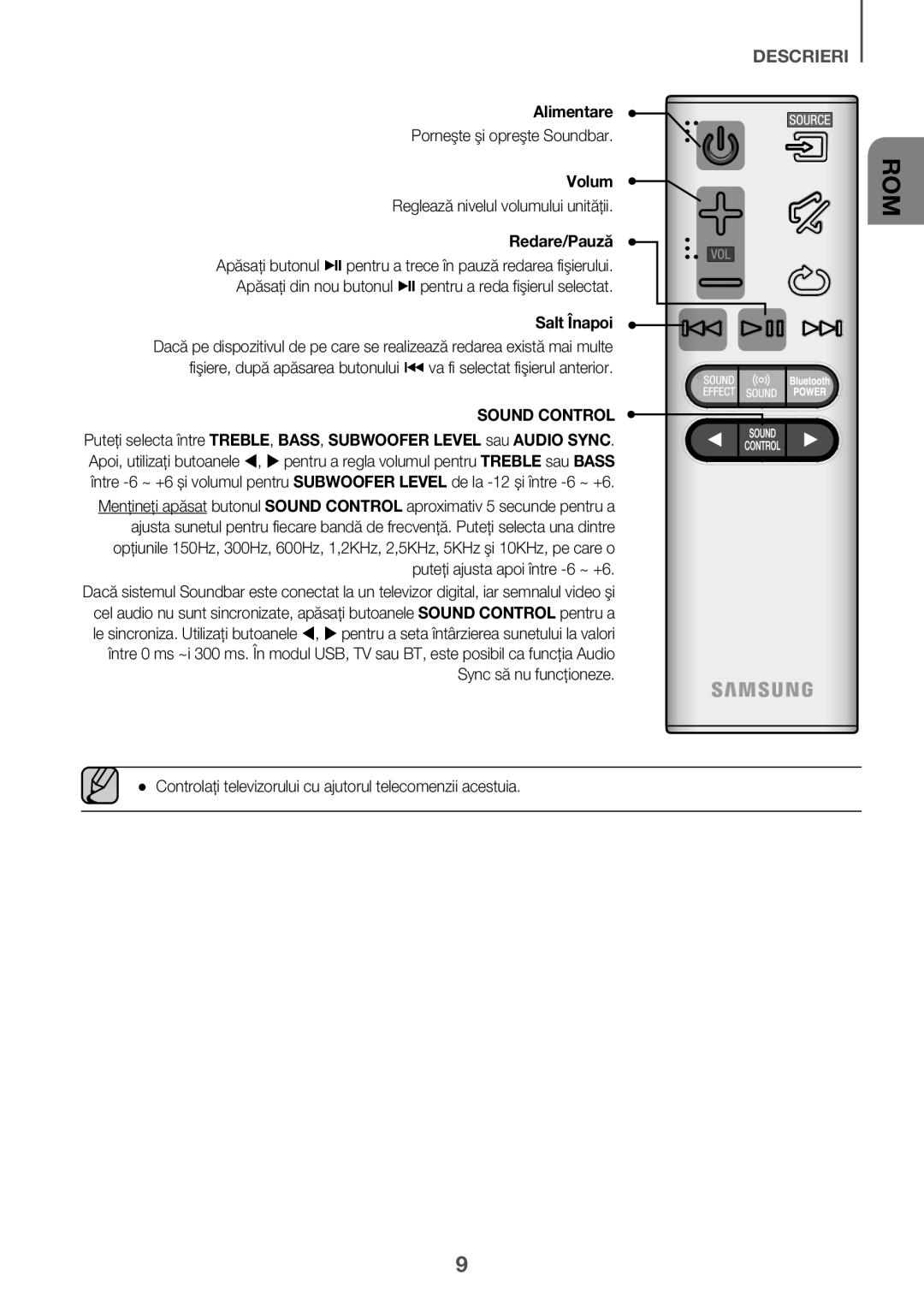 Samsung HW-K335/ZG, HW-K335/EN manual Alimentare, Volum, Redare/Pauză, Salt Înapoi 