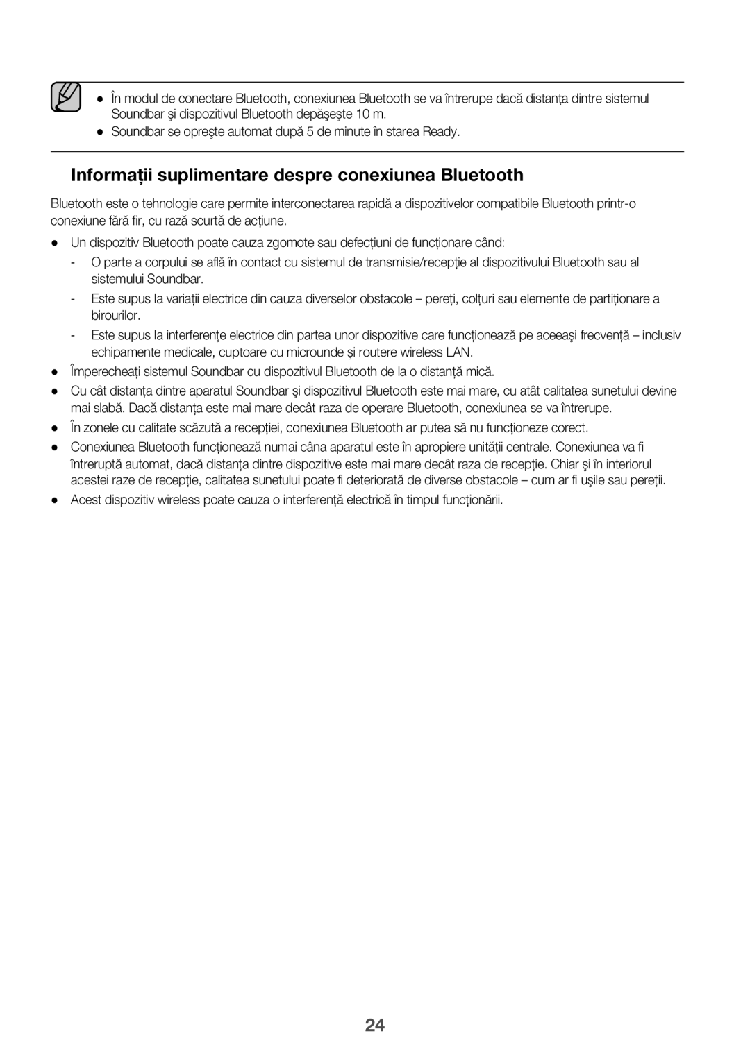 Samsung HW-K335/EN, HW-K335/ZG manual ++Informaţii suplimentare despre conexiunea Bluetooth 