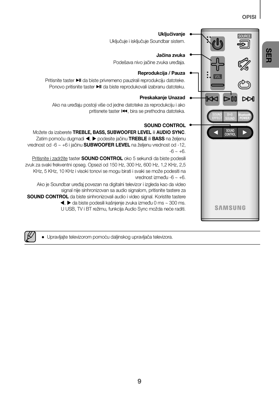 Samsung HW-K335/EN, HW-K335/ZG manual Uključivanje, Podešava nivo jačine zvuka uređaja 