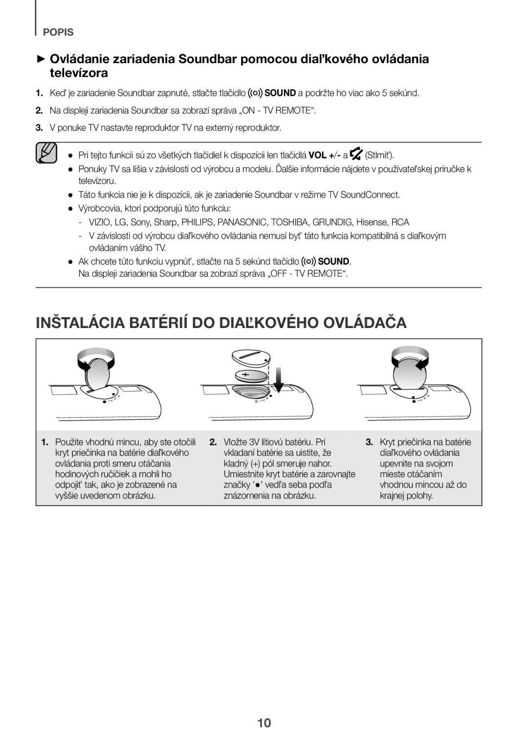 Samsung HW-K335/EN, HW-K335/ZG manual Inštalácia Batérií do Diaľkového Ovládača, Stlmiť, Ovládaním vášho TV 