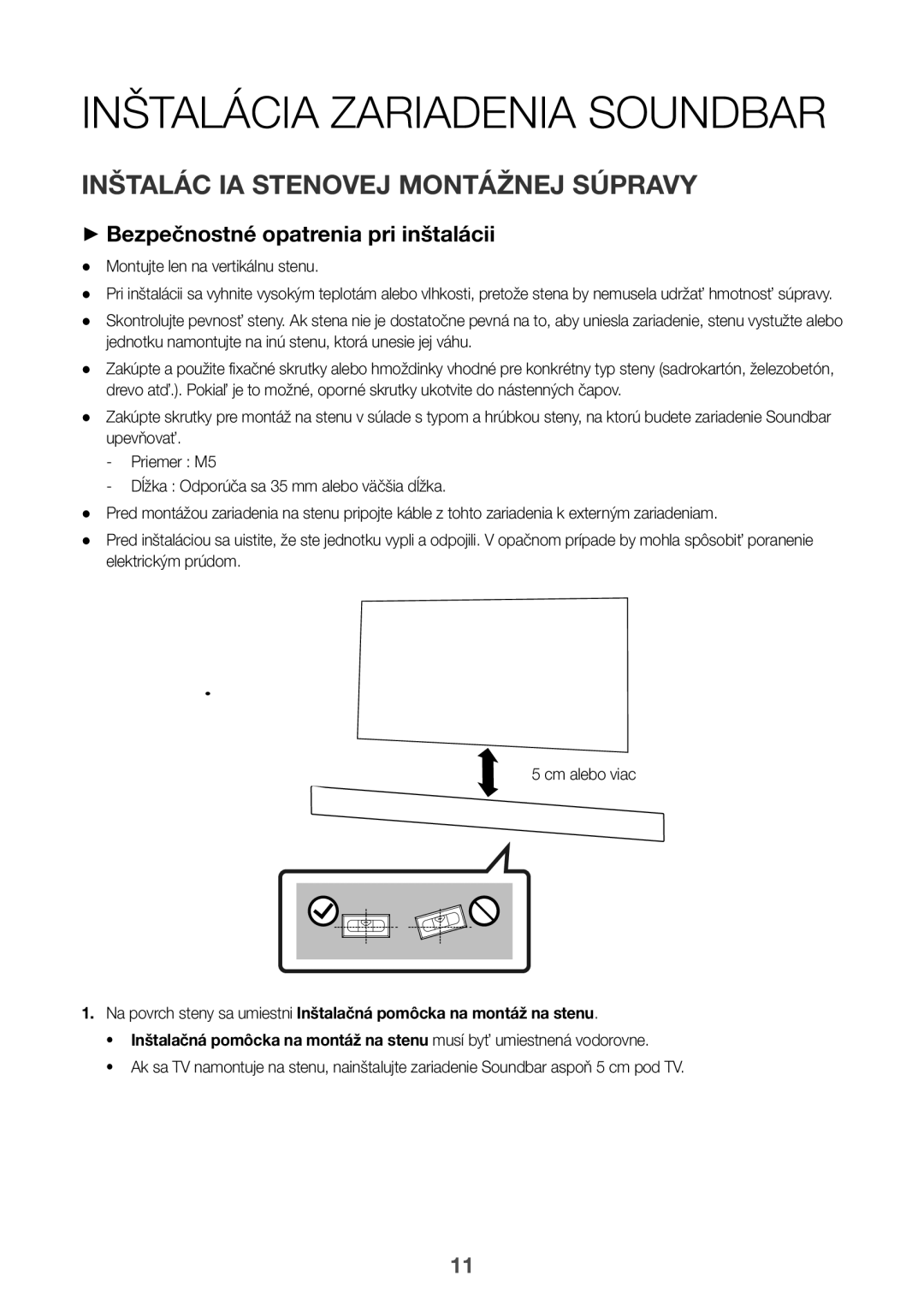 Samsung HW-K335/ZG, HW-K335/EN manual Inštalác IA Stenovej Montážnej Súpravy, ++Bezpečnostné opatrenia pri inštalácii 