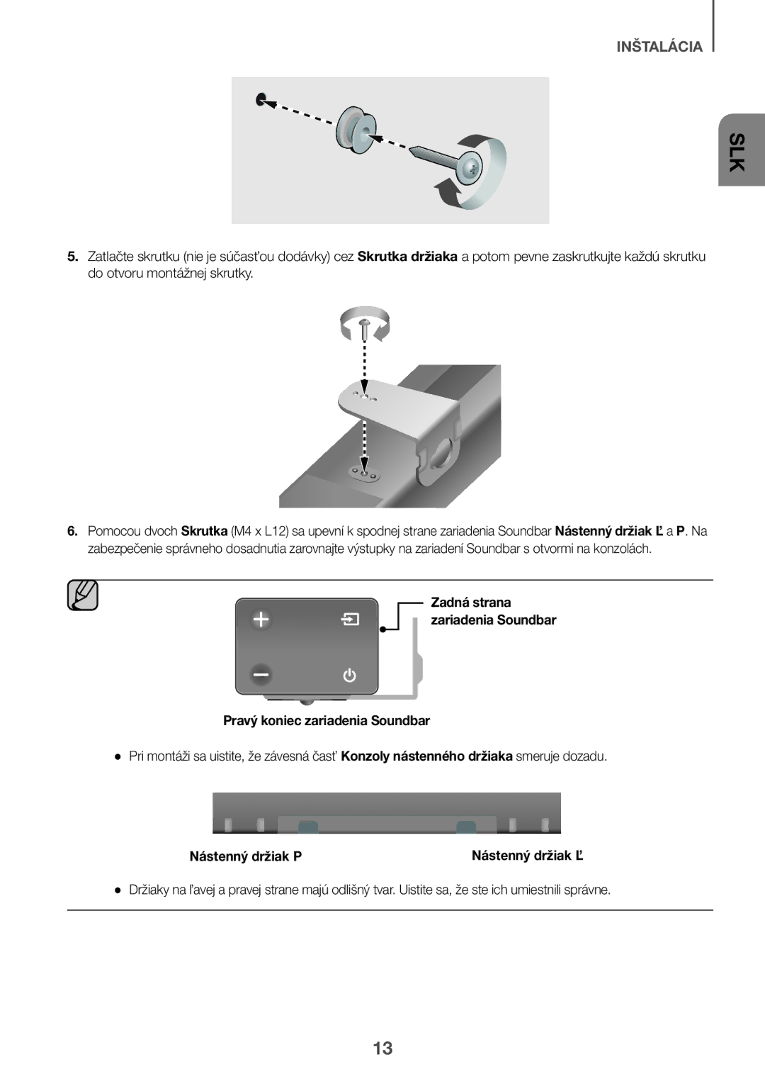 Samsung HW-K335/ZG, HW-K335/EN manual Pravý koniec zariadenia Soundbar, Nástenný držiak P 