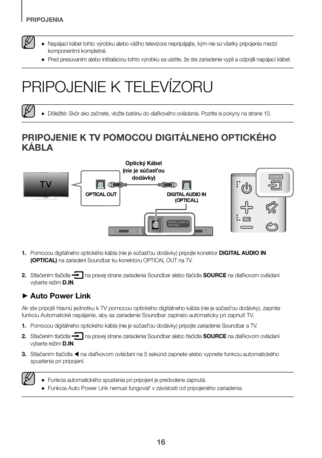 Samsung HW-K335/EN manual Pripojenie K Televízoru, Pripojenie K TV Pomocou Digitálneho Optického Kábla, Stlačením tlačidla 