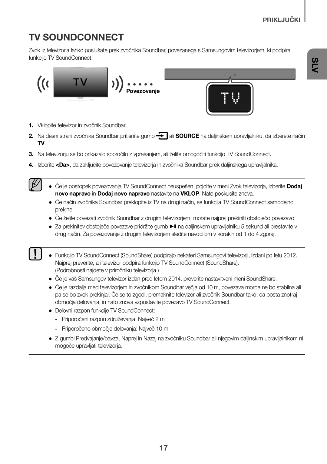 Samsung HW-K335/EN manual Povezovanje, Vklopite televizor in zvočnik Soundbar, Podrobnosti najdete v priročniku televizorja 