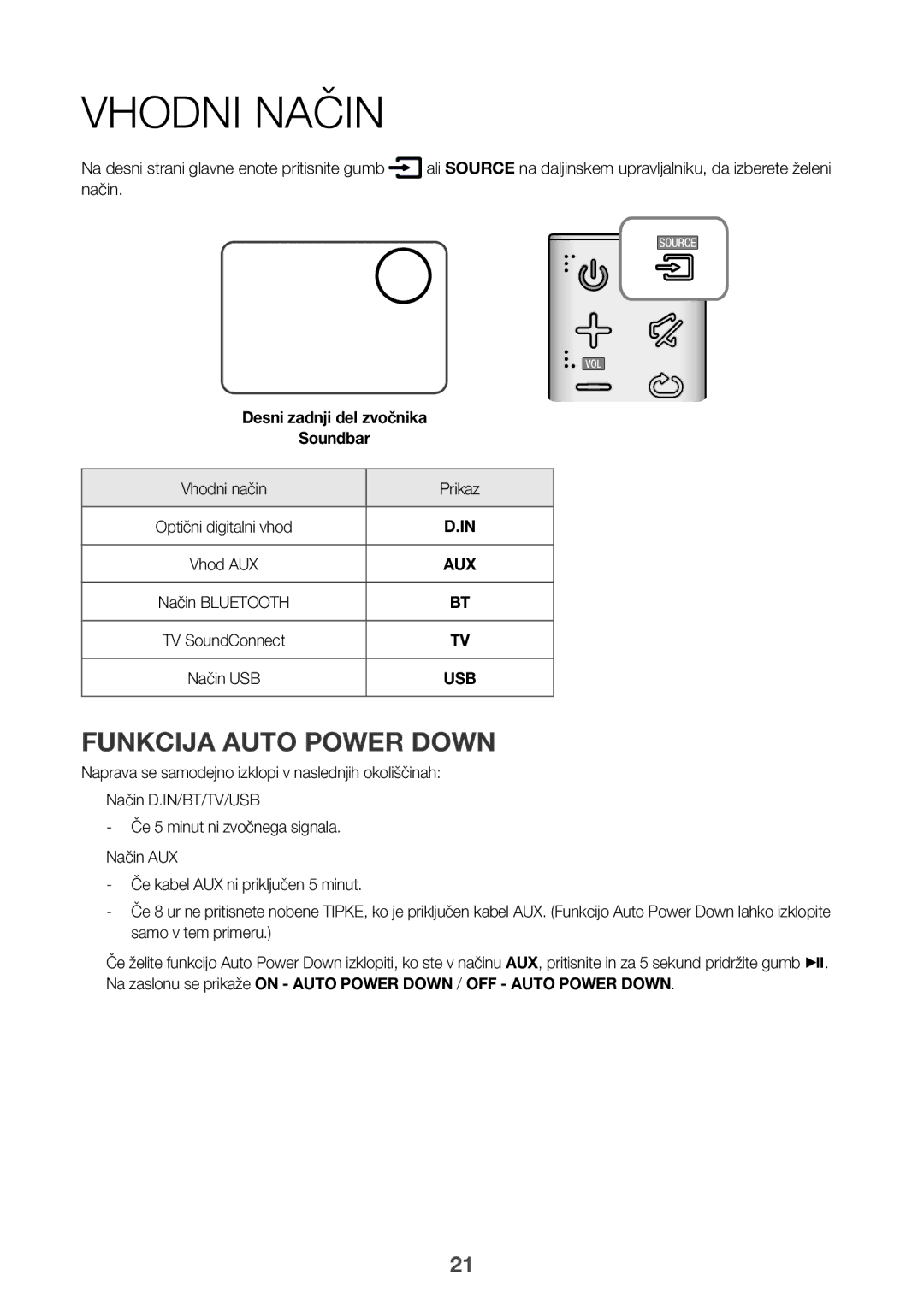 Samsung HW-K335/EN, HW-K335/ZG manual Vhodni Način, Na desni strani glavne enote pritisnite gumb, Vhodni način Prikaz 