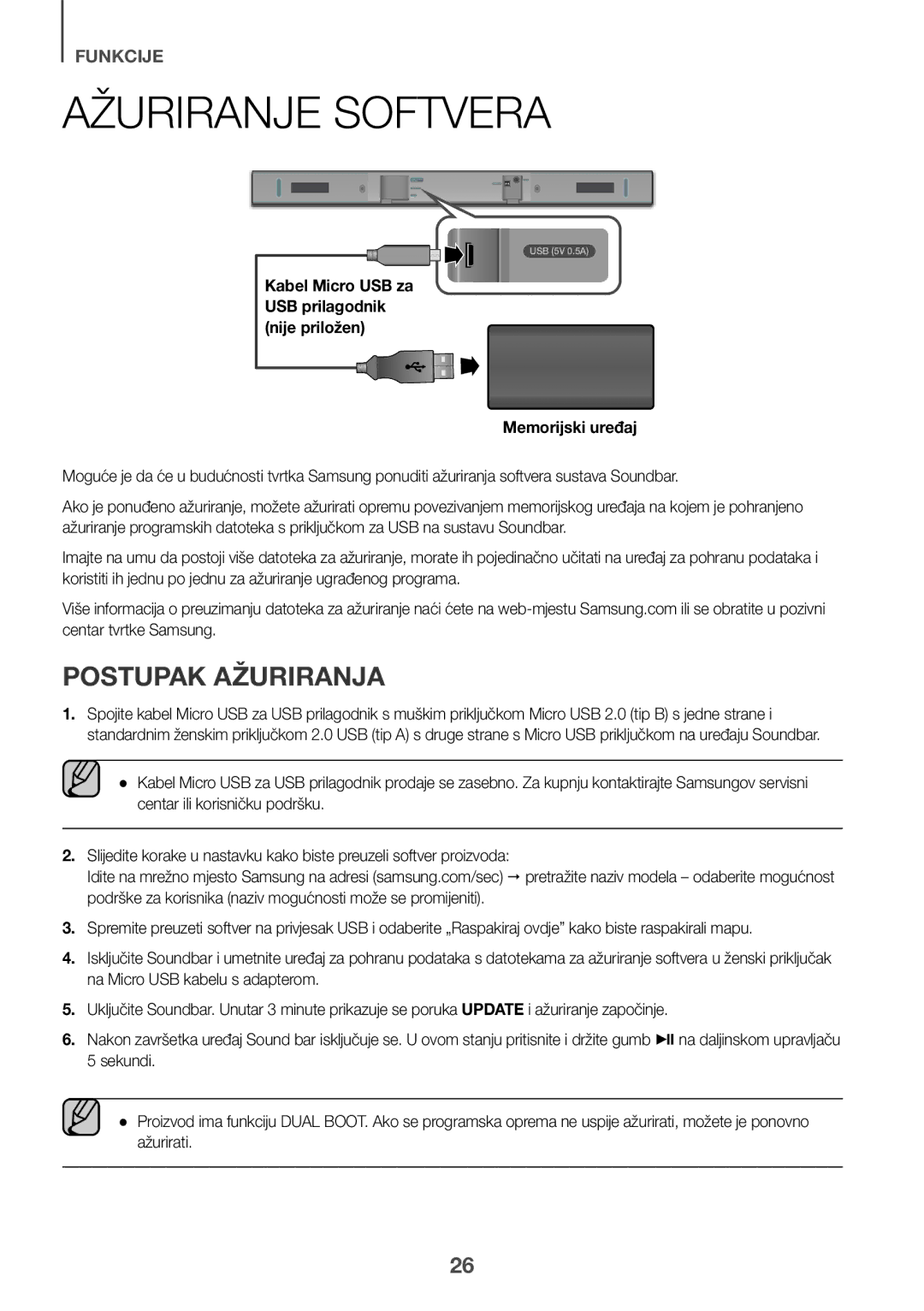 Samsung HW-K335/ZG, HW-K335/EN manual Ažuriranje Softvera, Postupak Ažuriranja 