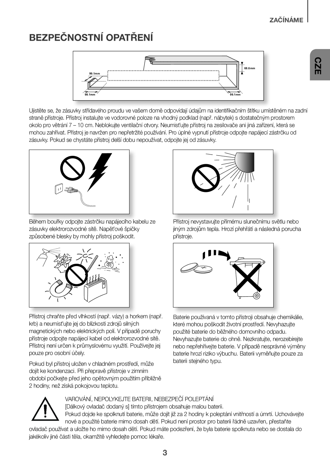 Samsung HW-K335/ZG, HW-K335/EN manual Bezpečnostní Opatření 