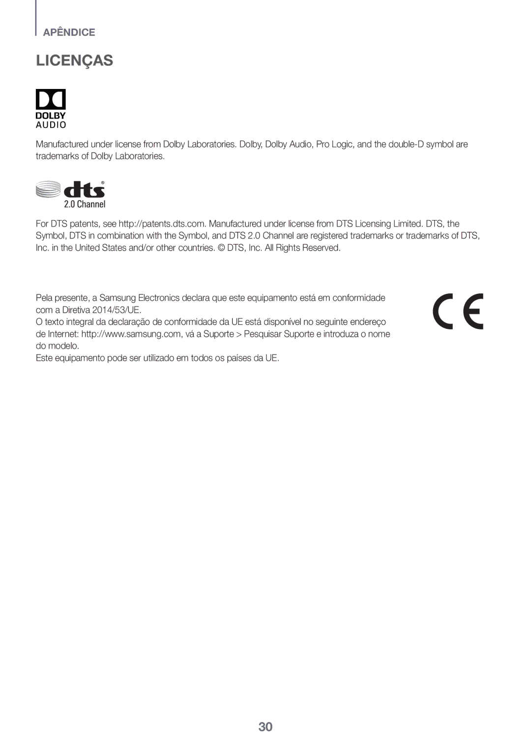 Samsung HW-K335/ZF, HW-K335/ZG manual Licenças 