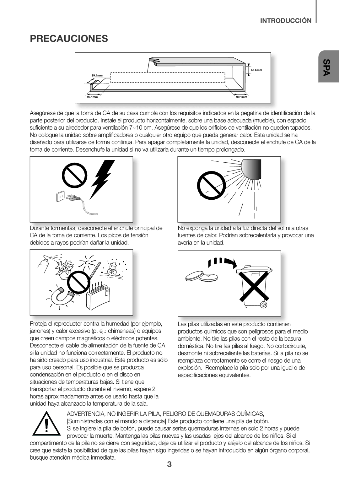 Samsung HW-K335/ZF, HW-K335/ZG manual Precauciones, Busque atención médica inmediata 