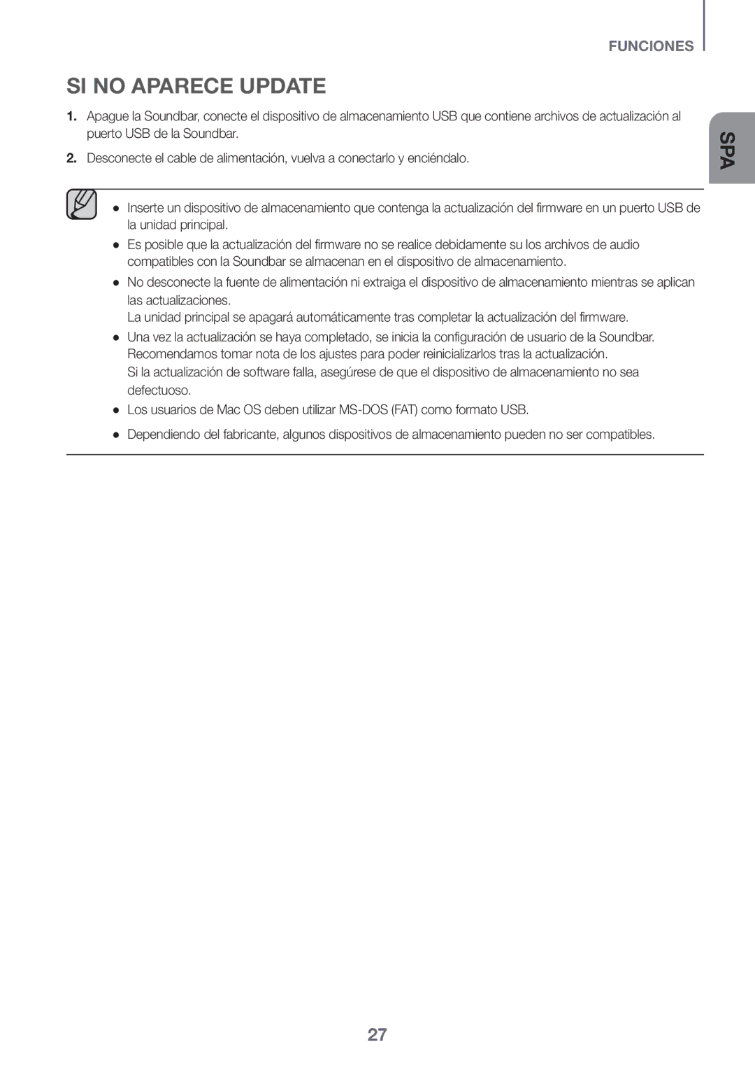 Samsung HW-K335/ZF, HW-K335/ZG manual SI no Aparece Update 