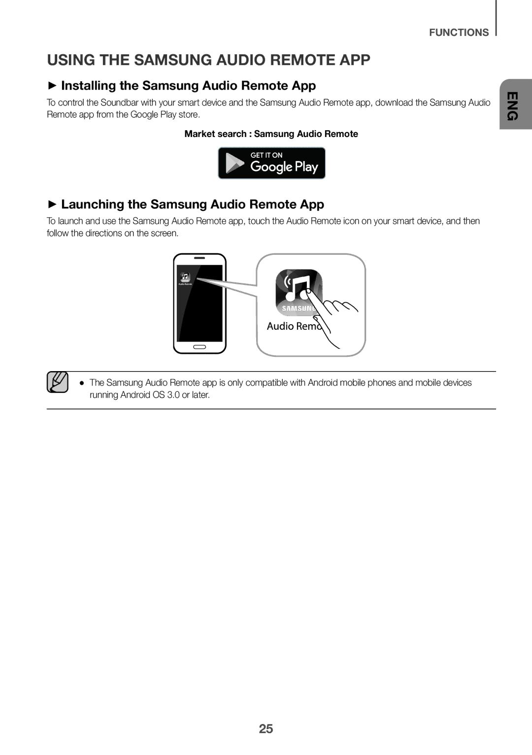 Samsung HW-K335/ZF, HW-K335/ZG manual Using the Samsung Audio Remote APP, ++Installing the Samsung Audio Remote App 