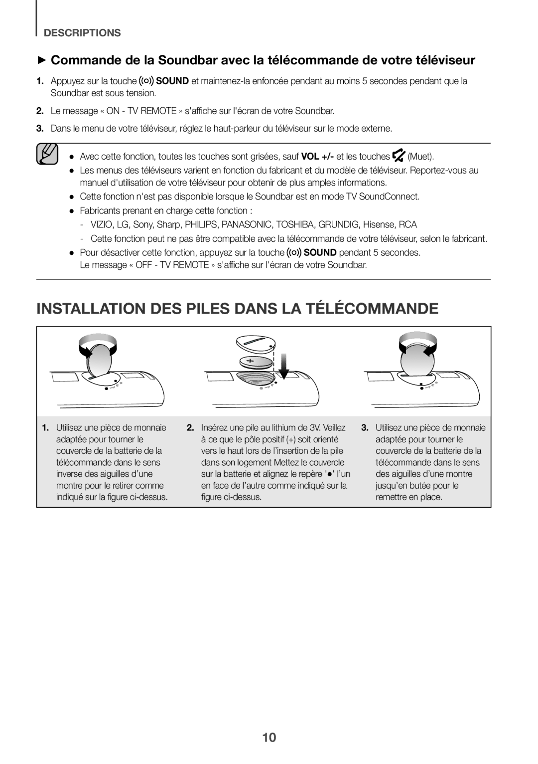 Samsung HW-K335/ZF, HW-K335/ZG manual Installation DES Piles Dans LA Télécommande, Muet, Sound pendant 5 secondes 