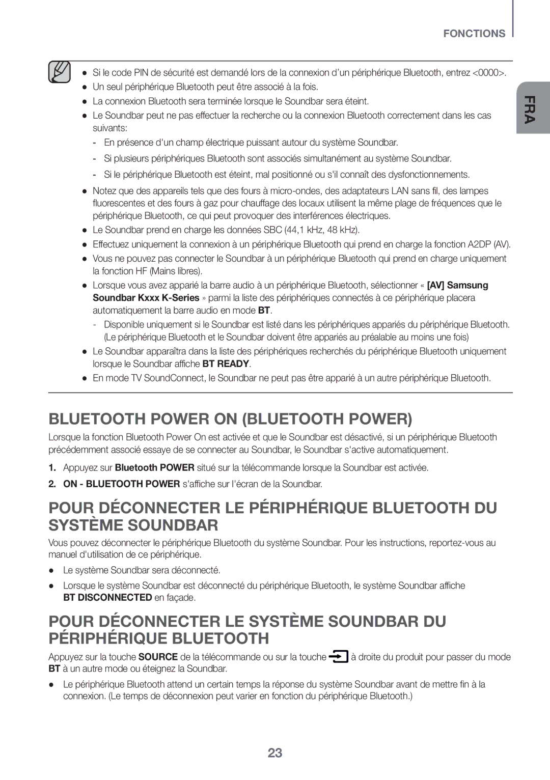 Samsung HW-K335/ZG, HW-K335/ZF manual Le Soundbar prend en charge les données SBC 44,1 kHz, 48 kHz 