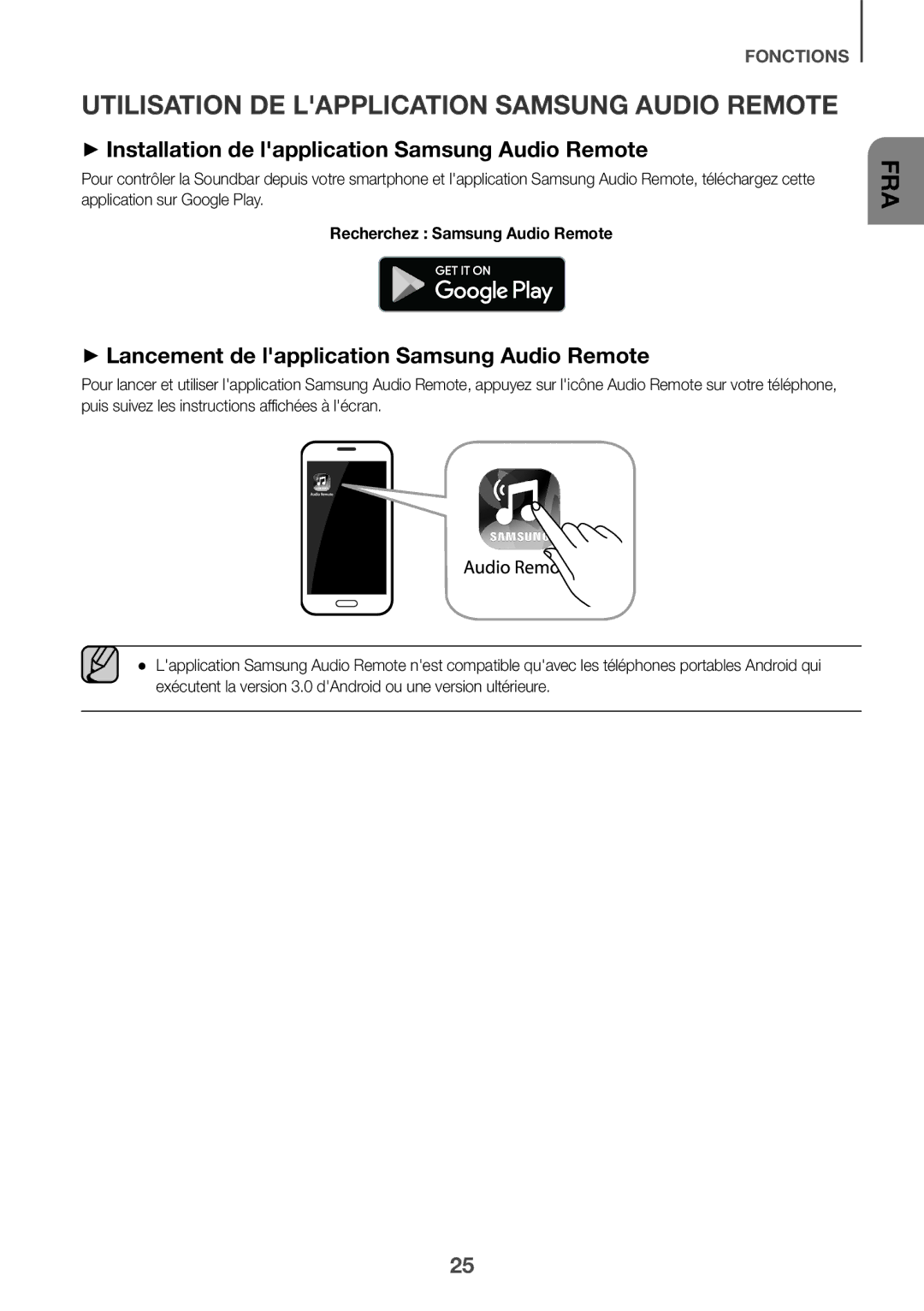 Samsung HW-K335/ZG Utilisation DE Lapplication Samsung Audio Remote, ++Installation de lapplication Samsung Audio Remote 