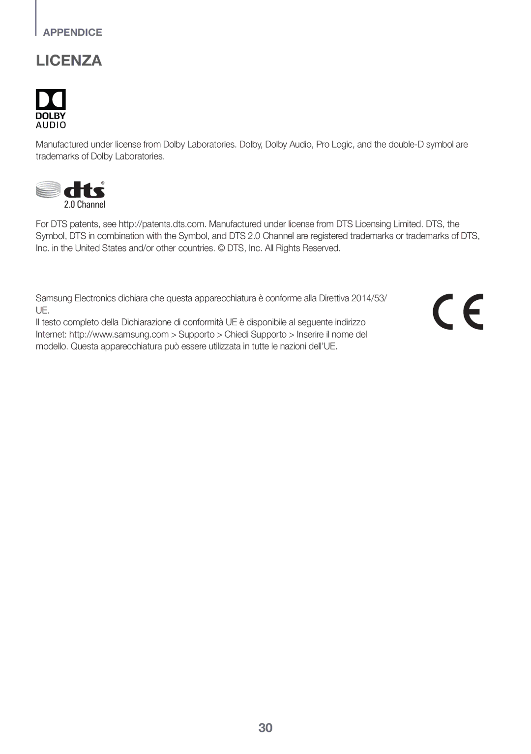 Samsung HW-K335/ZG, HW-K335/ZF manual Licenza 