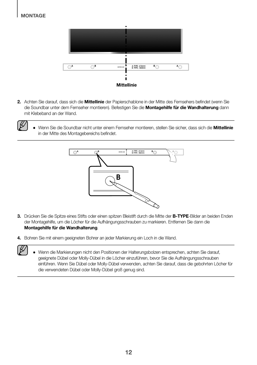 Samsung HW-K335/ZG manual Type 616mm Type 360mm 